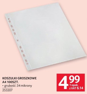 Koszulki groszkowe Bantex A4 100 szt. grubość 34 mikrony promocja w Selgros