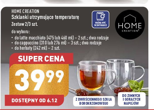 Szklanki termiczne do cappuccino 310 ml Home creation promocja