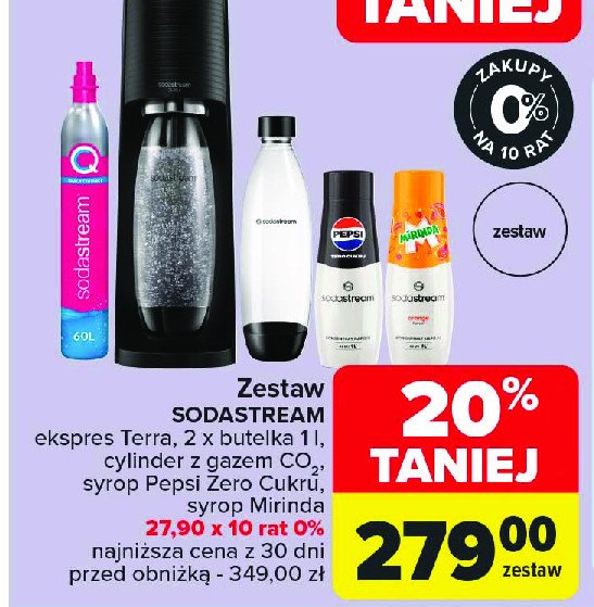 Urządzenie terra black + 2 butelki + nabój + mirinda Sodastream promocja