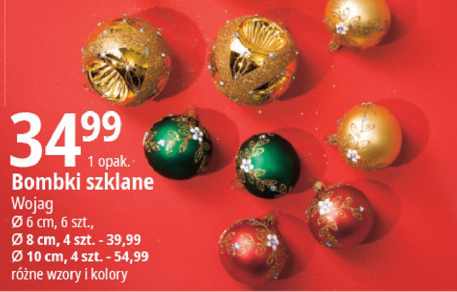 Bombki szklane dekorowane 100 mm WOJAG promocja