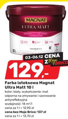 Farba lateksowa Magnat Ultra Matt 10 l promocja w Bricomarche
