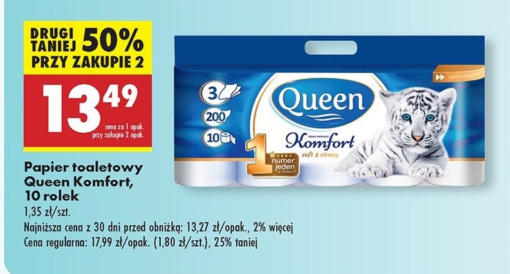 Papier toaletowy komfort Queen promocja w Biedronka