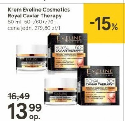 Krem - koncentrat aktywnie odmładzający na dzień Eveline royal caviar therapy 60+ promocja