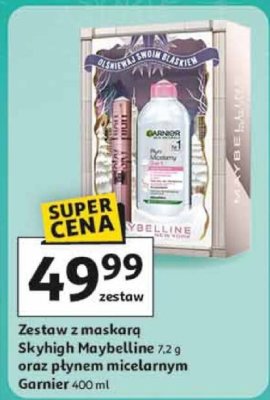 Zestaw z maskarą Skyhigh Maybelline 7,2 g oraz płynem micelarnym Garnier 400 ml promocja w Auchan