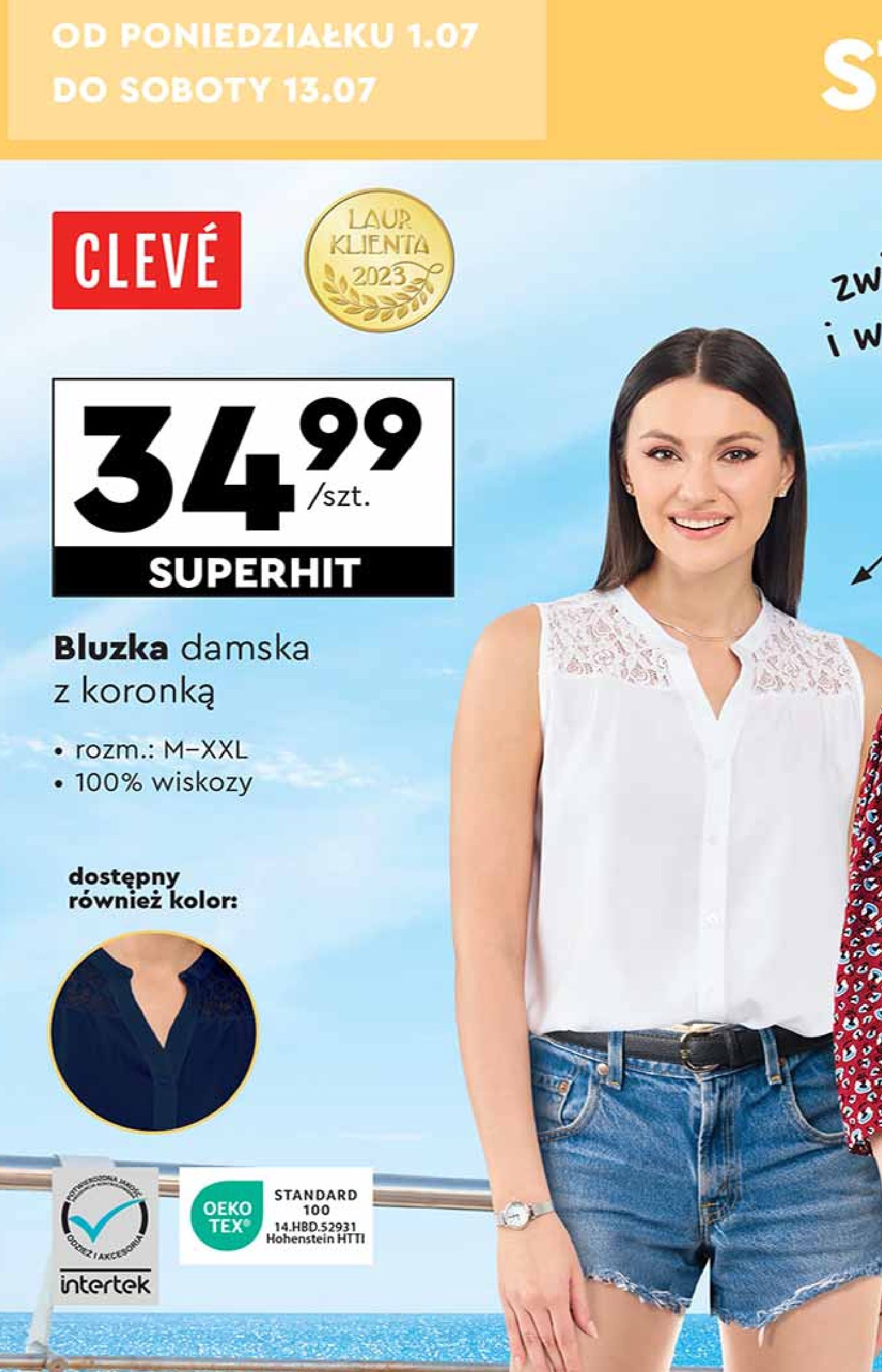 Bluzka damska z koronką m-xxl Cleve promocja