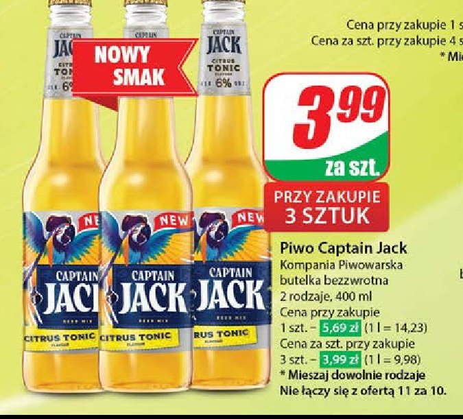 Piwo Captain jack citrus tonic promocja