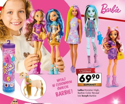 Lalka Monster High, Barbie Color Reveal lub kucyk Barbie promocja w Biedronka