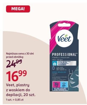 Veet plastry z woskiem do depilacji, 20 szt. promocja w Rossmann