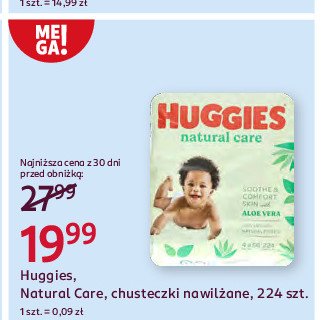 Chusteczki nawilżane aloe vera Huggies natural care promocja w Rossmann