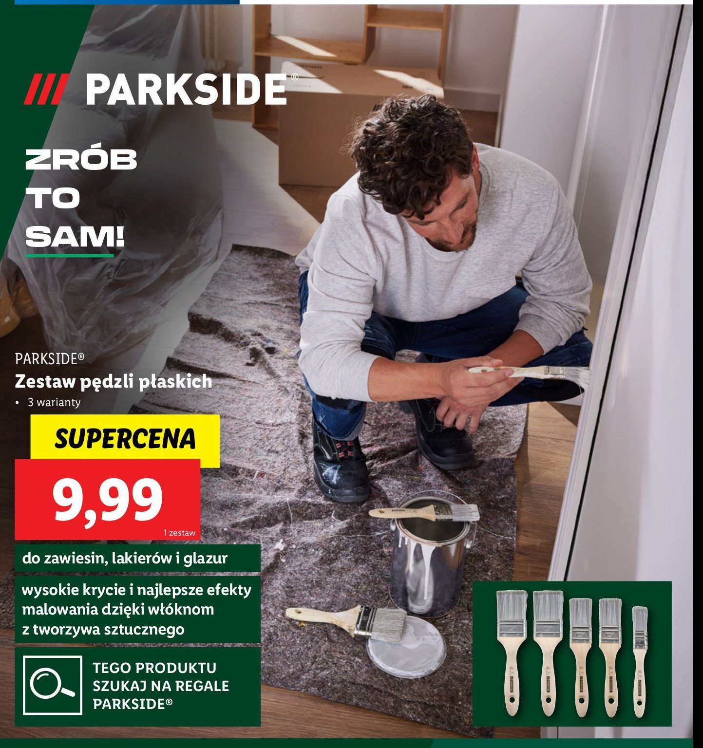 Komplet pędzli płaskich Parkside promocja w Lidl