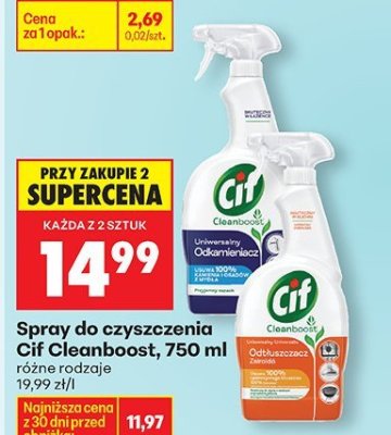 Spray do czyszczenia Cif Cleanboost, 750 ml różne rodzaje promocja w Biedronka