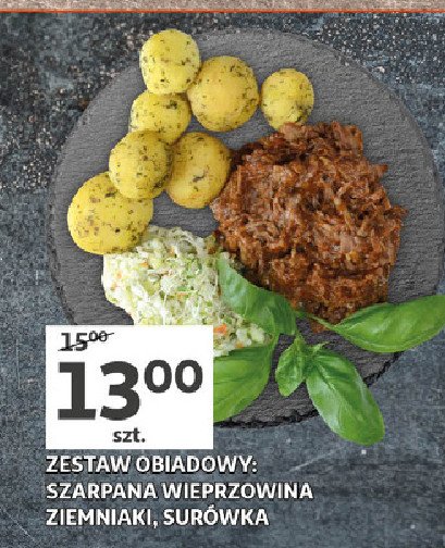 Zestaw obiadowy szarpana wieprzowina z ziemniakami i surówką Auchan promocja