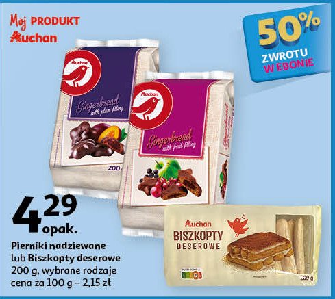 Biszkopty deserowe Auchan różnorodne (logo czerwone) promocja