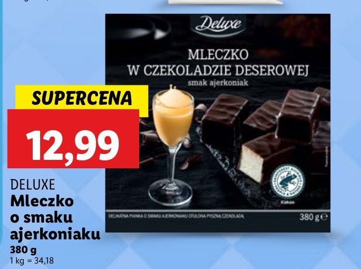 Mleczko w czekoladzie deserowej ajerkoniak Deluxe promocja w Lidl