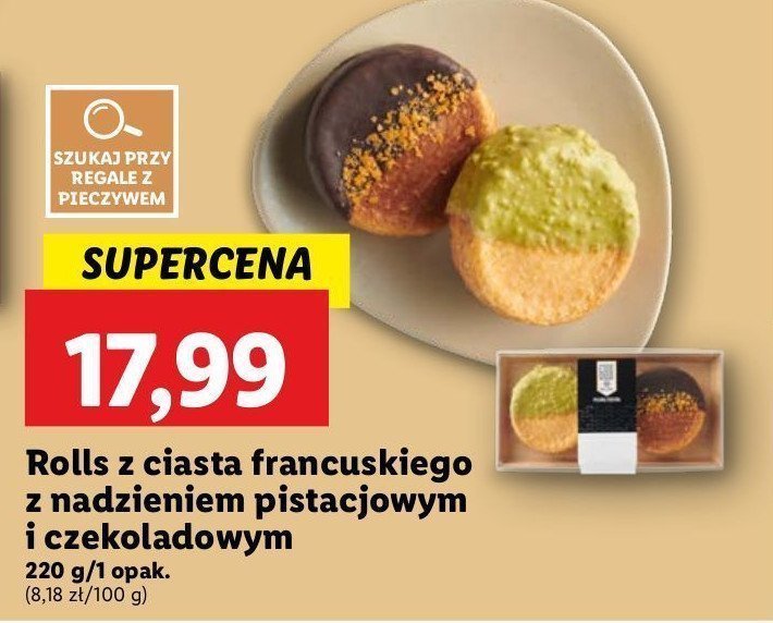 Rolls z ciasta francuskiego z nadzieniem pistacjowym i czekoladowym promocja