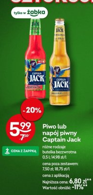 Piwo Captain Jack różne rodzaje butelka bezwrotna promocja w Żabka