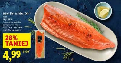 Łosoś filet ze skórą, XXL promocja w Lidl
