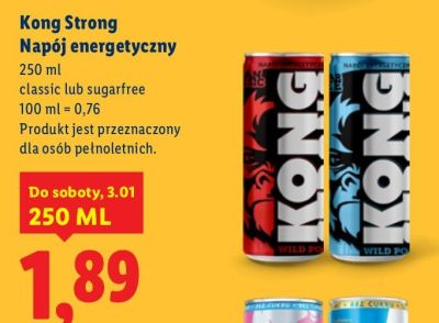 Napój energetyczny Kong Strong classic lub sugarfree 250 ml promocja w Lidl