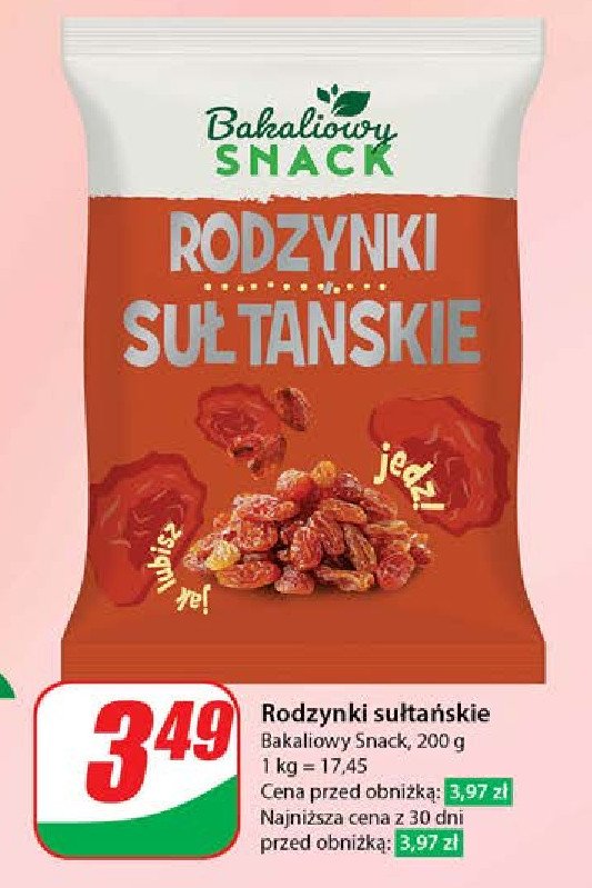 Rodzynki sułtańskie Bakaliowy snack promocja
