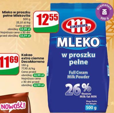 Mleko w proszku pełne Mlekovita promocja w Dino