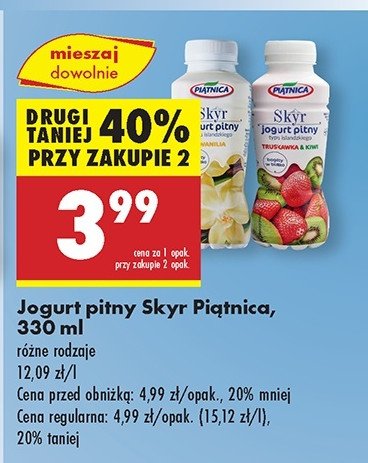 Jogurt pitny truskawka i kiwi Piątnica skyr promocja