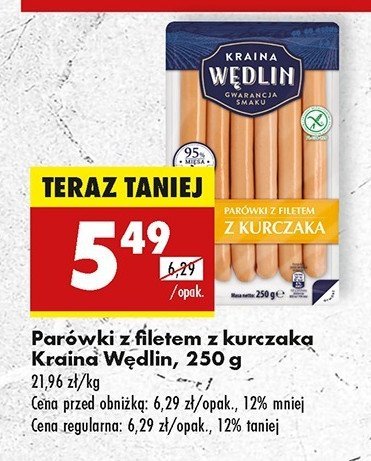 Parówki z filetem z kurczaka Kraina wędlin promocja w Biedronka