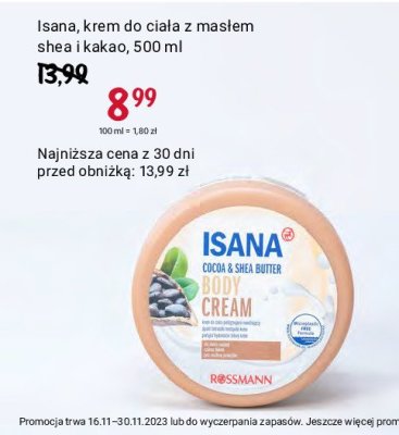 Krem do ciała z masłem shea i kakao Isana promocja