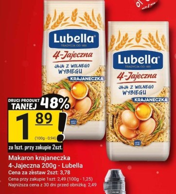 Makaron krajaneczka 4-Jajeczna 200g - Lubella promocja w Hitpol