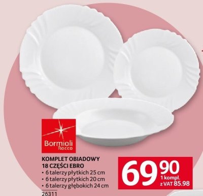 Komplet obiadowy Ebro 18 części Bormioli Rocco promocja w Selgros