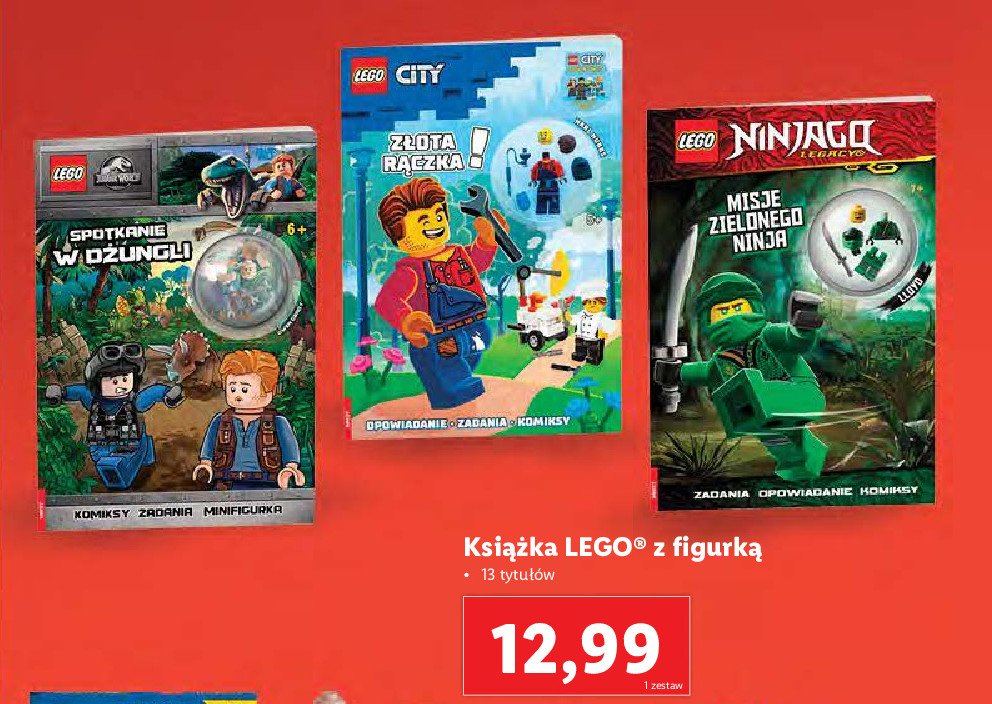 Książka z figurką spotkanie w dżungli Lego jurassic world promocja