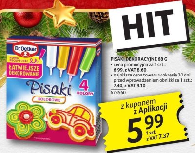 Pisaki dekoracyjne Dr. Oetker 68g 4 kolory promocja w Selgros