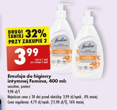 Emulsja do higieny intymnej Femina promocja