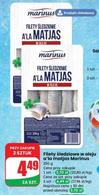 Filety śledziowe w oleju a'la matjas Marinus promocja w Dino
