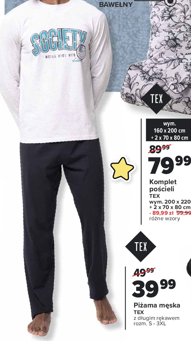 Piżama męska z długim rękawem s-3xl Tex promocja