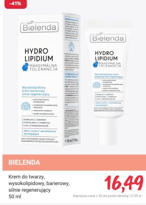 Krem do twarzy wysokolipidowy barierowy silnie regenerujący Bielenda Hydro Lipidium promocja w Rossmann