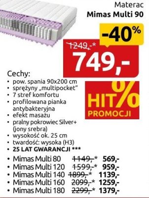 Materac Mimas Multi 90 promocja w Black Red White