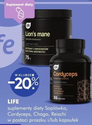 Suplementy diety Life Soplówka, Cholacol, Chaga, Reishi w postaci proszku i/lub kapsułek promocja w Super-Pharm