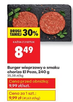 Burger wieprzowy o smaku chorizo El Pozo promocja w Biedronka