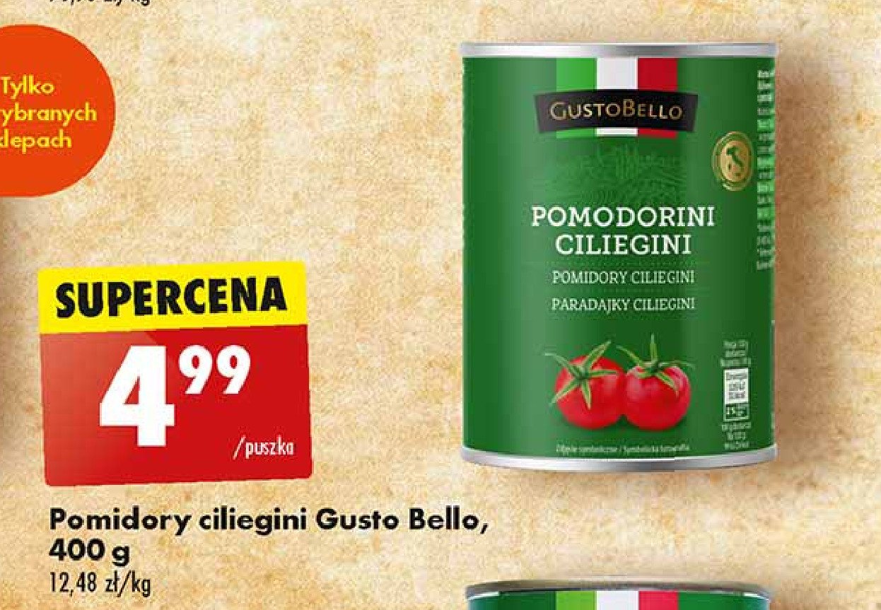 Pomidory ciliegini Gustobello promocja w Biedronka