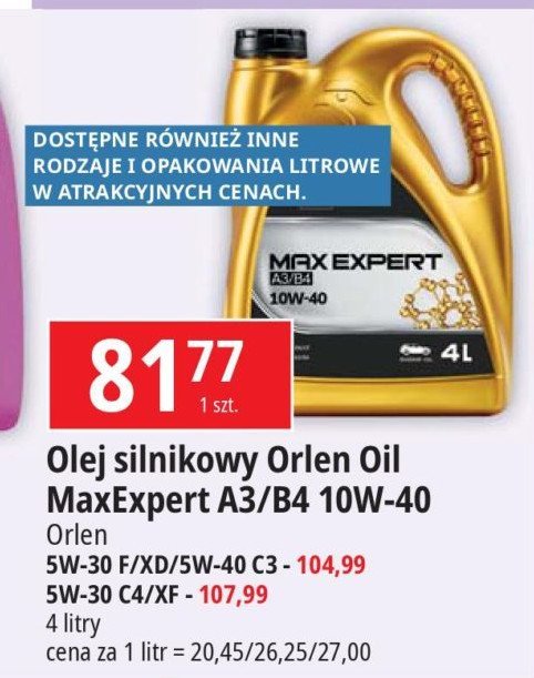 Olej silnikowy max expert 10w-40 Orlen oil promocja