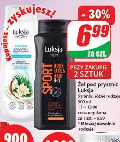 Żel pod prysznic kokos i gardenia Luksja silk care promocja