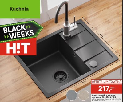 Zlewozmywak granitowy czarny/beżowy QUADRON PIXO promocja w Leroy Merlin