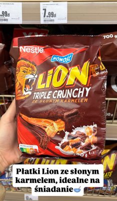 Płatki Lion Triple Crunchy ze słonym karmelem promocja w Intermarche