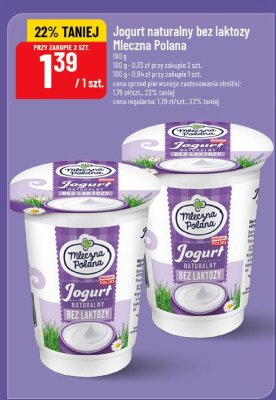Jogurt naturalny bez laktozy Mleczna Polana promocja w POLOmarket