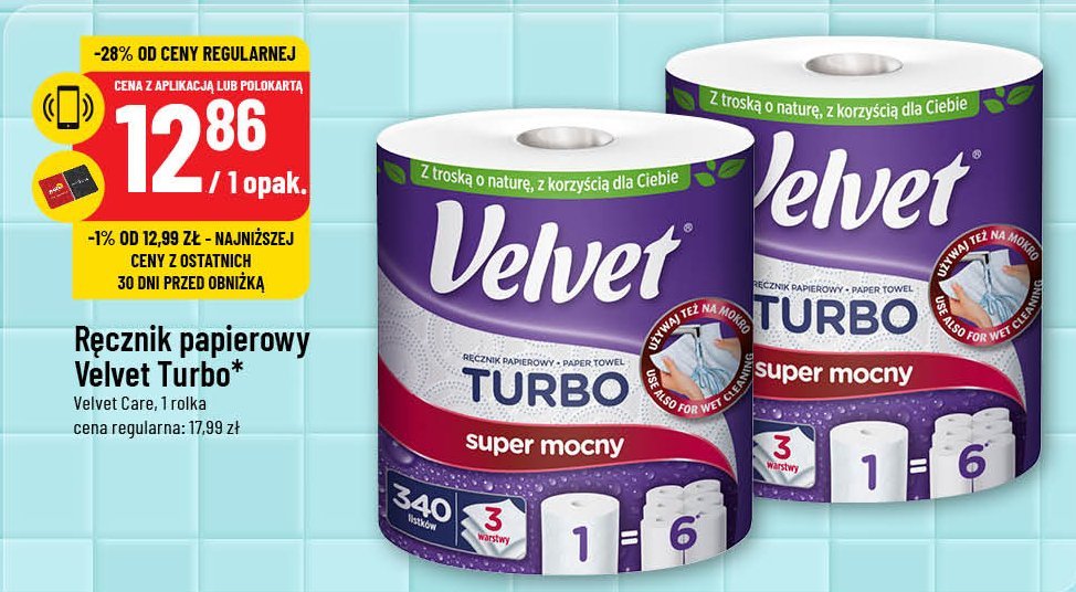 Ręcznik papierowy Velvet turbo promocja w POLOmarket