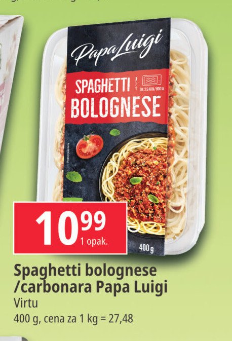 Spaghetti bolognese Papa luigi promocja