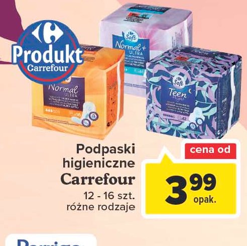 Podpaski normal + ultra Carrefour soft promocje