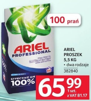 Proszek do prania Ariel Professional 100% 5,5 kg dwa rodzaje promocja w Selgros