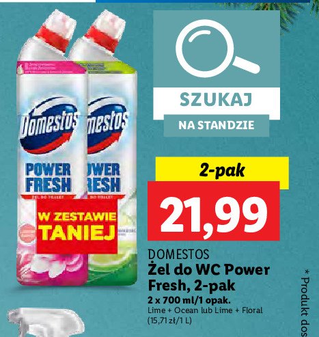 Żel do wc ocean + lime Domestos power fresh (wcześniej total hygiene) promocja