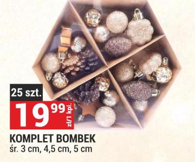 Komplet bombek śr. 3 cm, 4,5 cm, 5 cm, 25 szt. promocja w Merkury Market